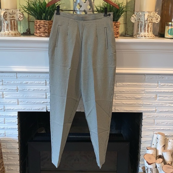 Mixed Blues Vintage High Waist Micro Houndstooth Tapered Trouser Pants 4 - Picture 1 of 8